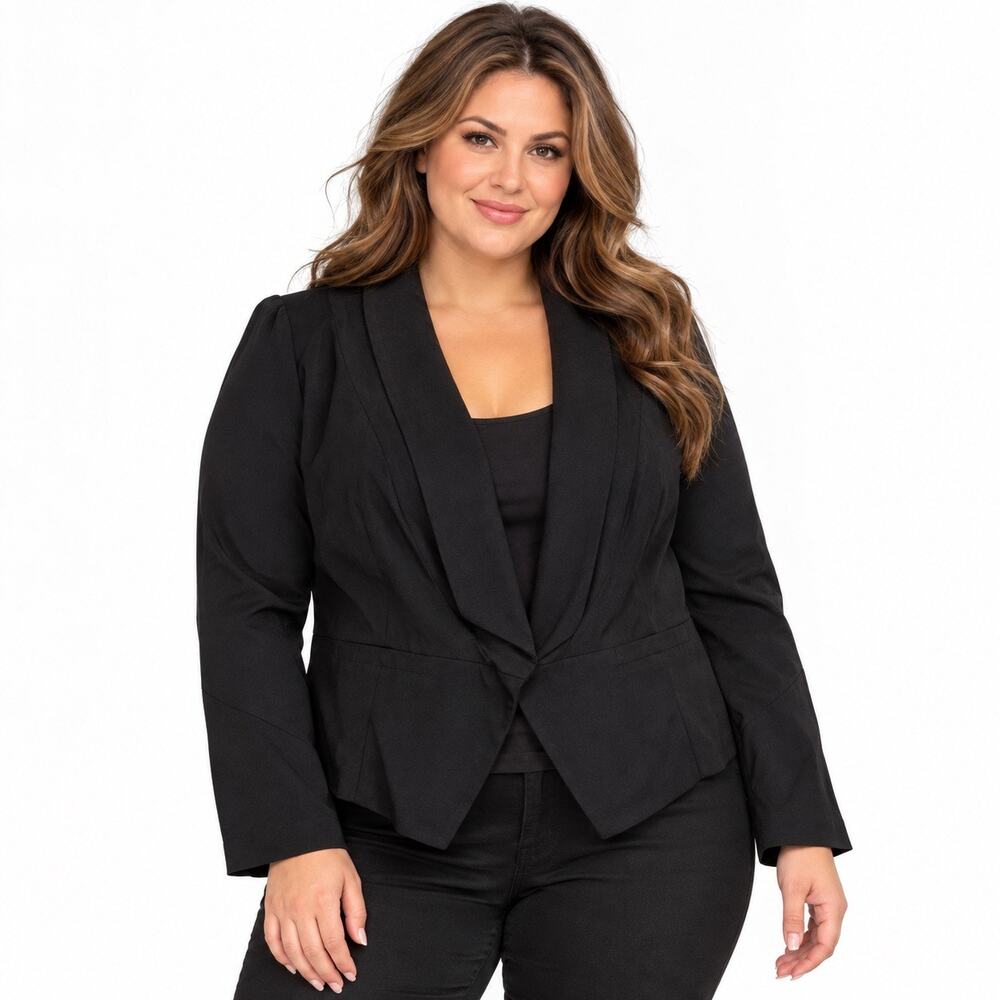 Torrid Black Stretch Blazer Open Front Shawl Collar Long Sleeve Plus Size 2X